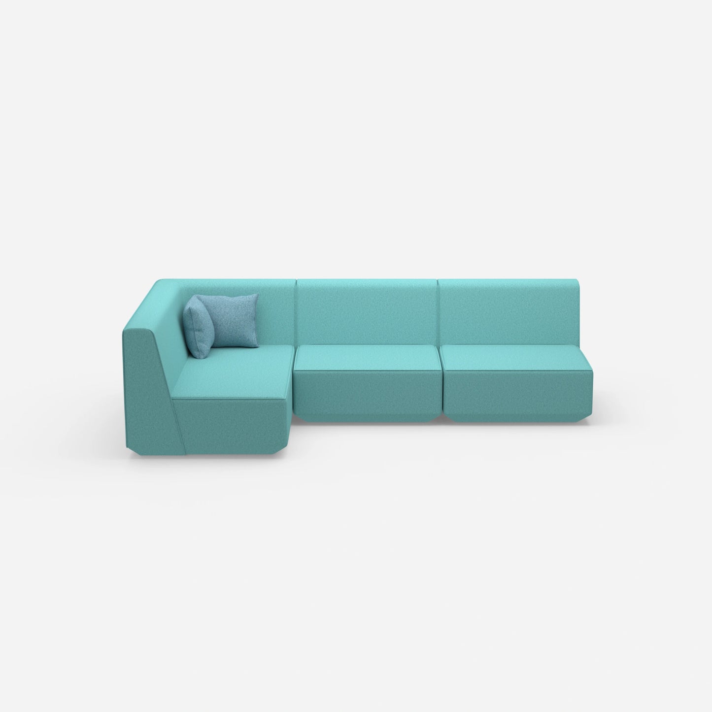Blaue Eckcouch von vorne