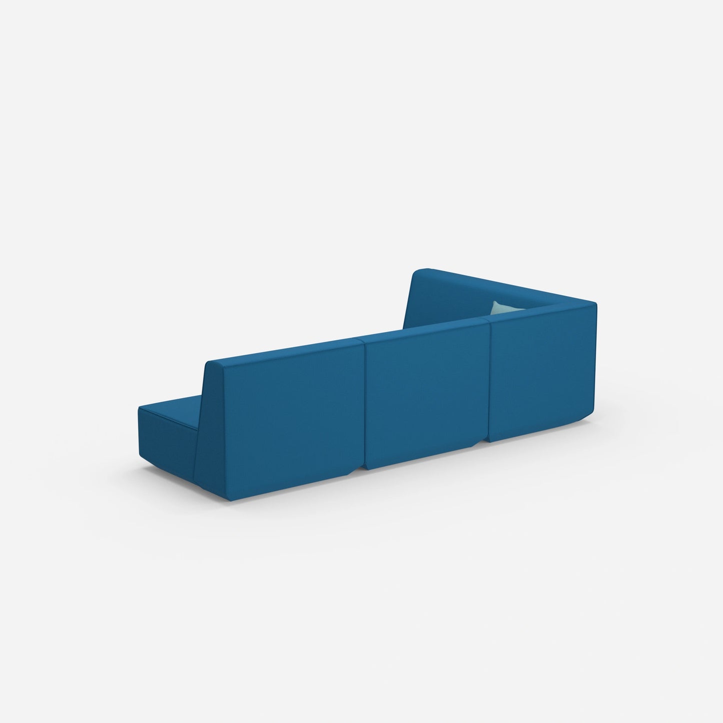 Blaue Eckcouch von hinten