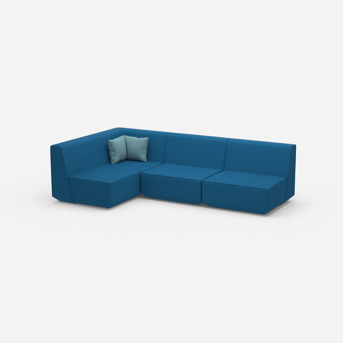 Blaue Eckcouch von der Seite