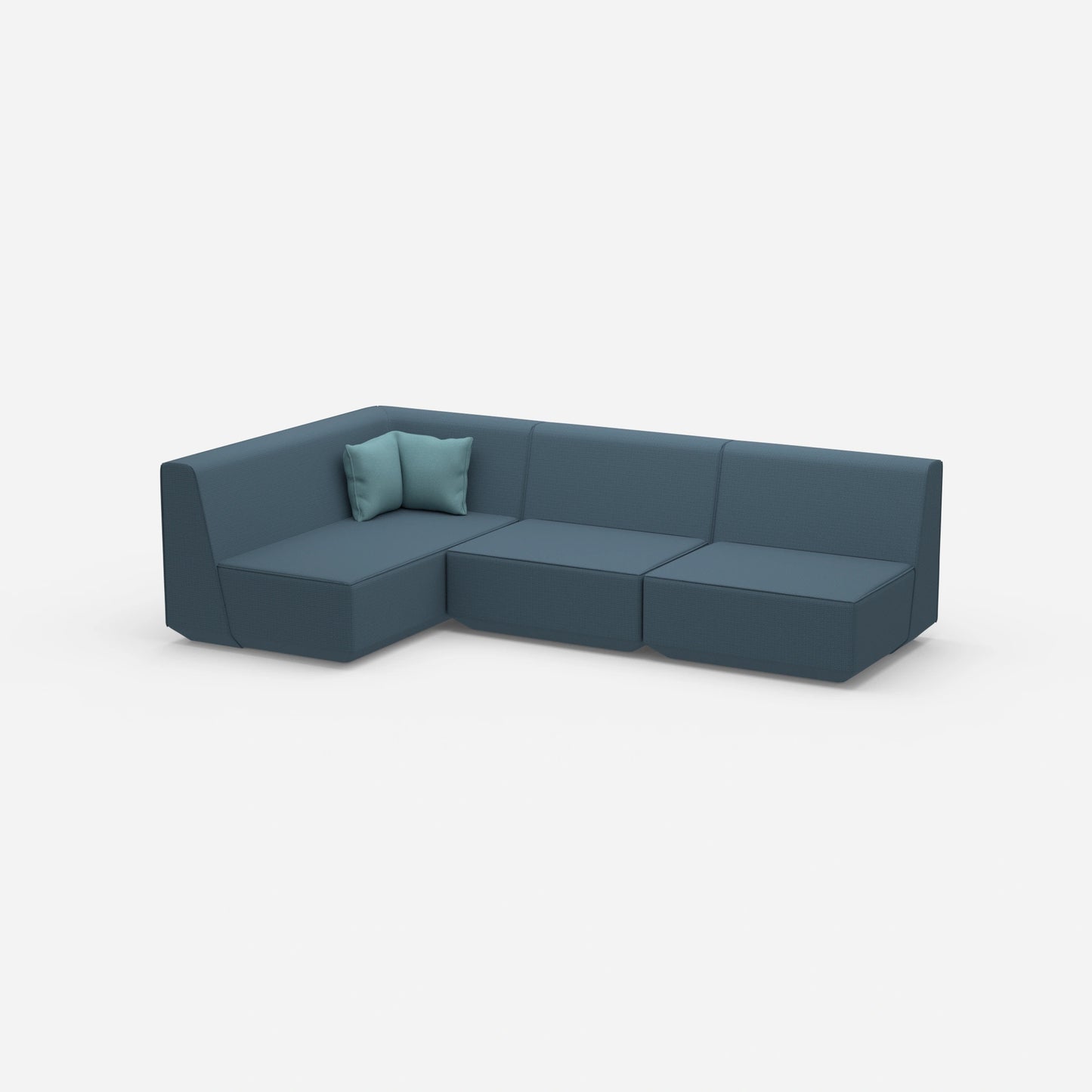 Blaue Eckcouch von der Seite