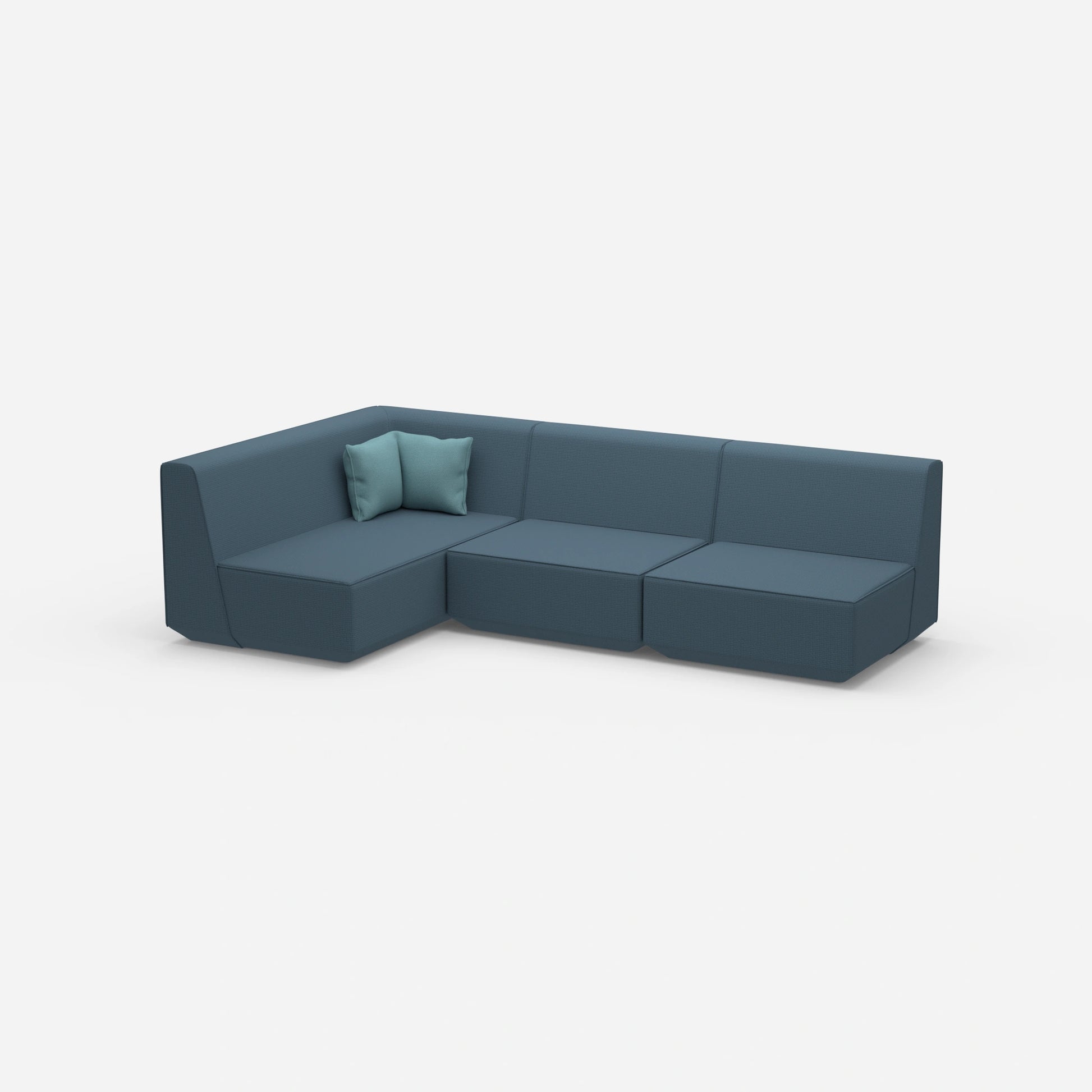 Blaue Eckcouch von der Seite