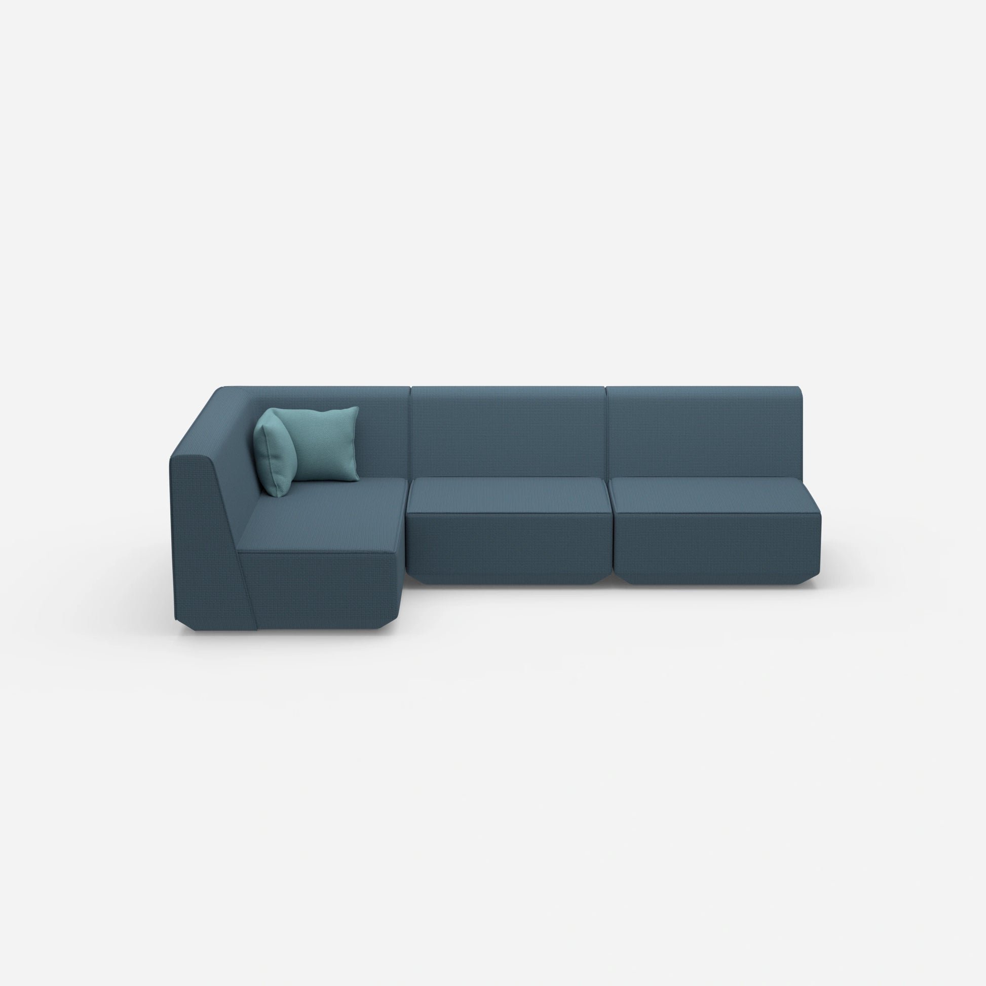 Blaue Eckcouch von vorne