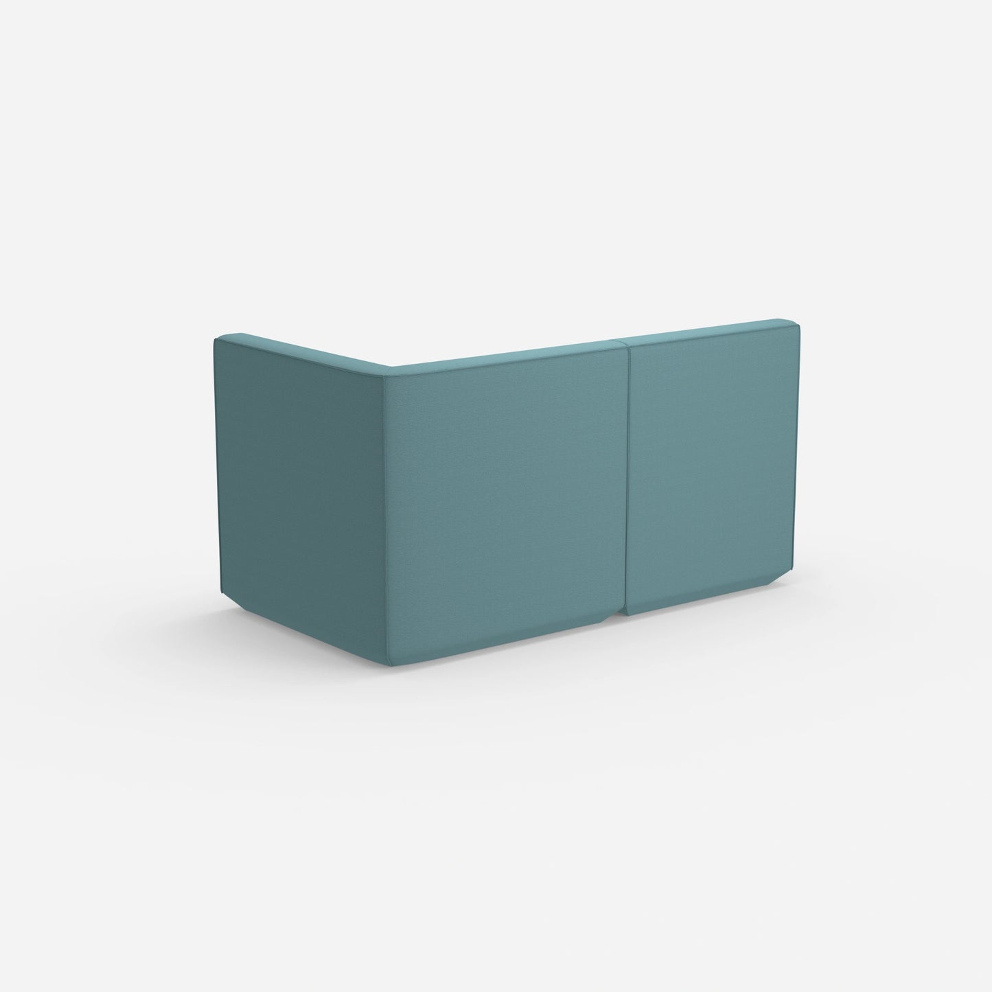 Blue modular sofa with high backrest from behind