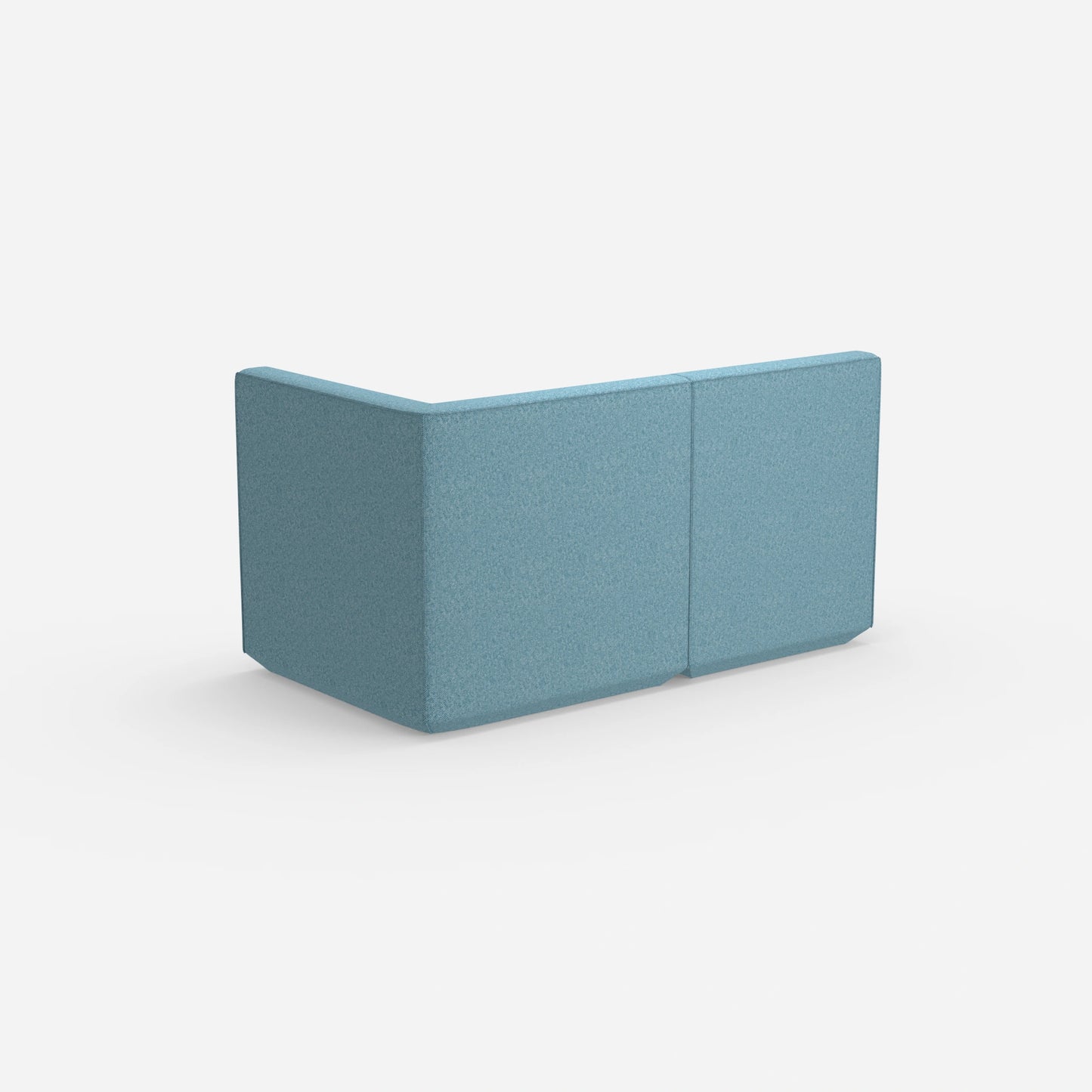 Blue modular sofa with high backrest from behind
