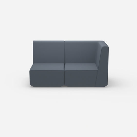 Blaues Modulsofa mit hoher Rückenlehne von vorne