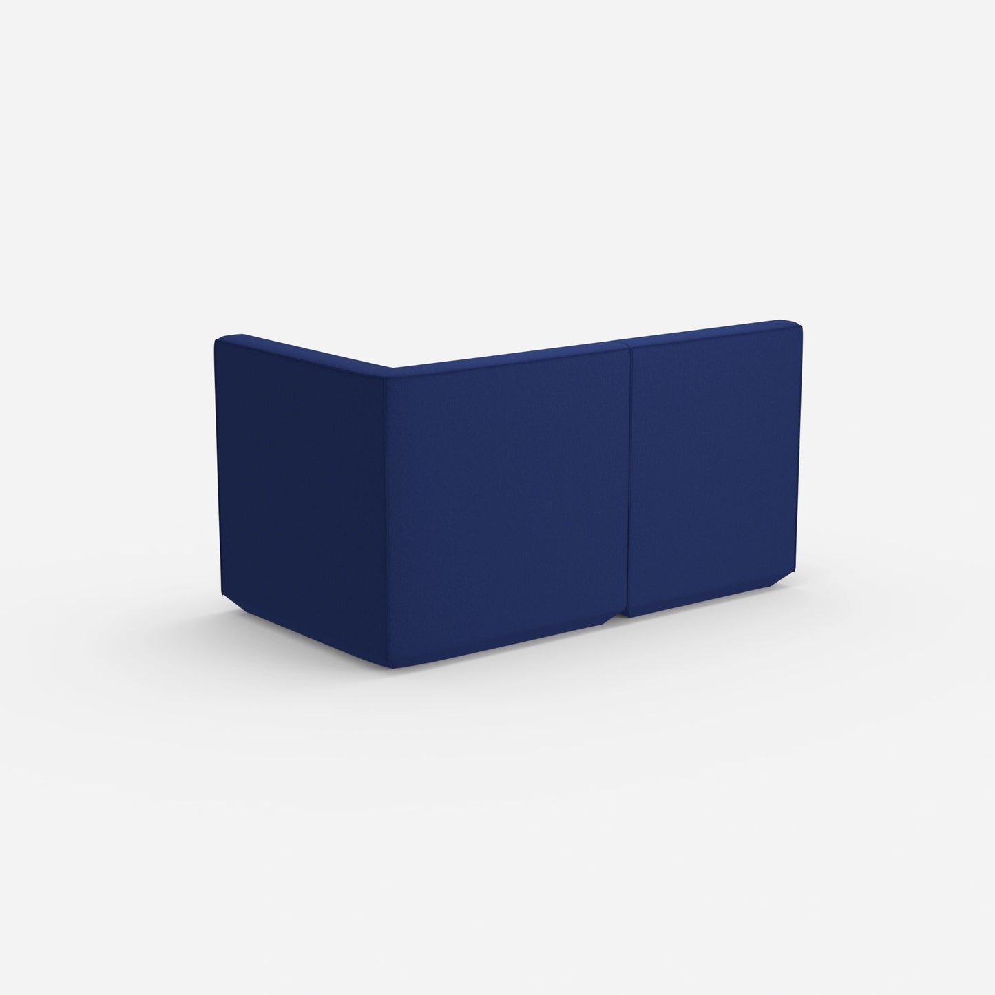 Blue modular sofa with high backrest from behind