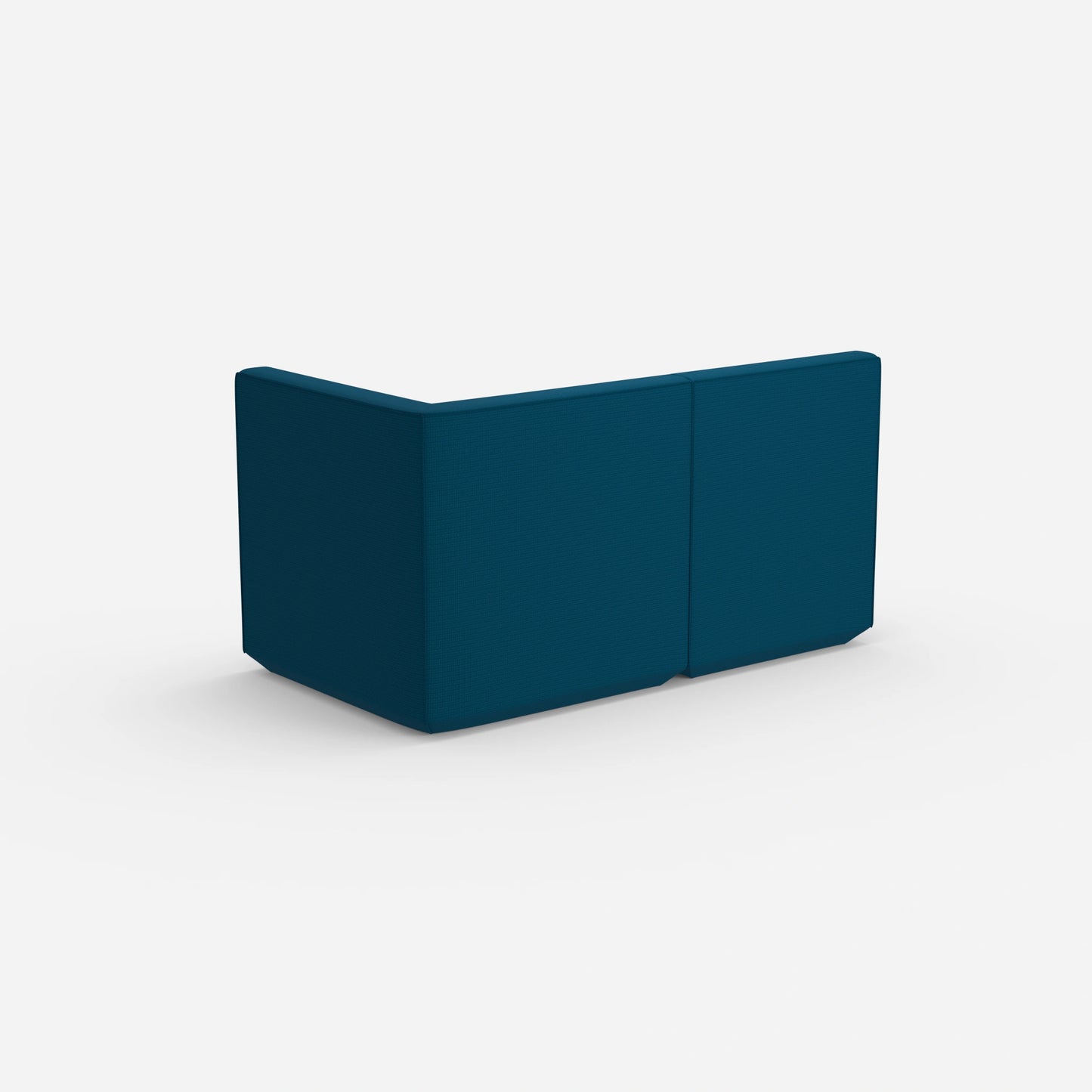 Blue modular sofa with high backrest from behind