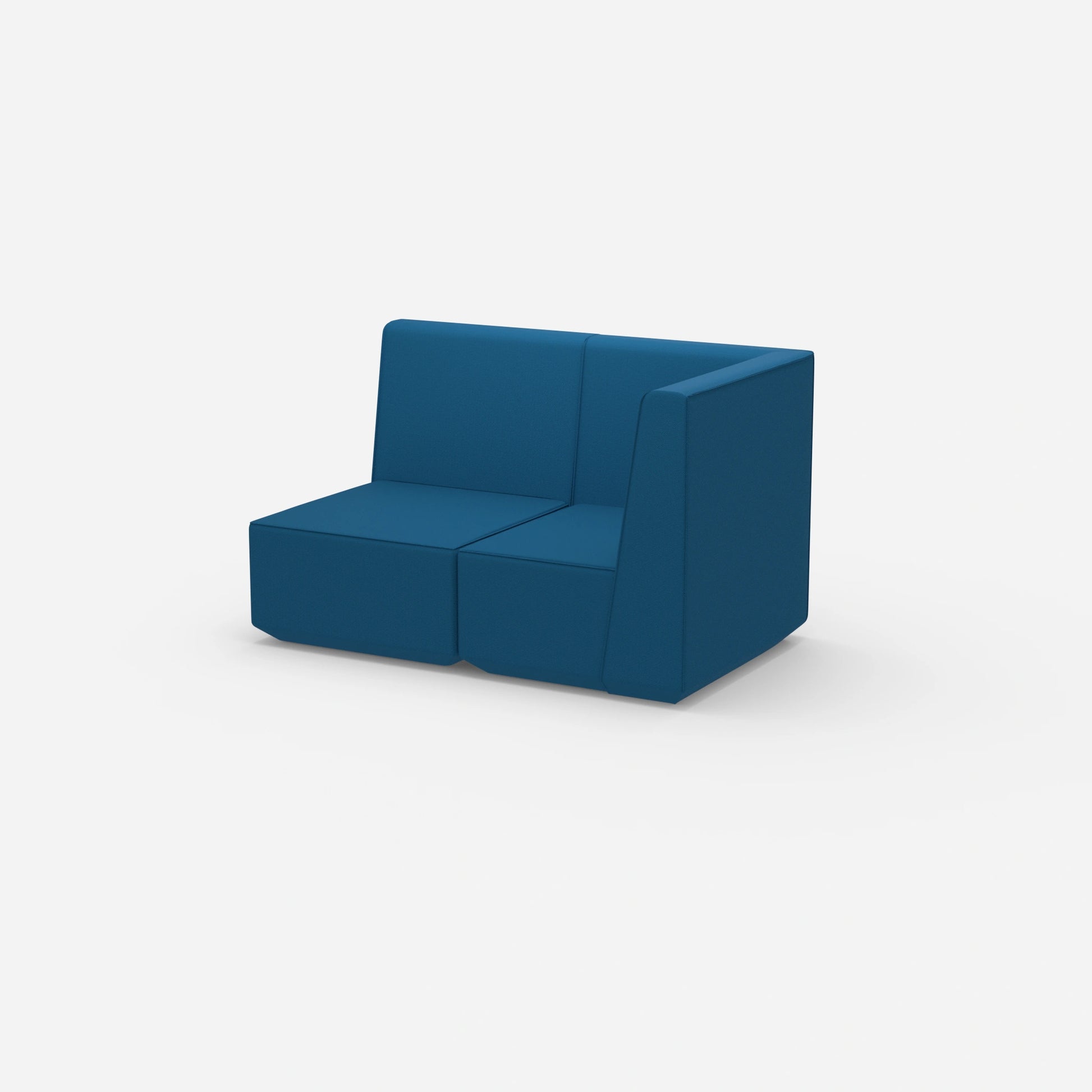 Blaues Zweisitzer Sofa 160 cm breit von der Seite