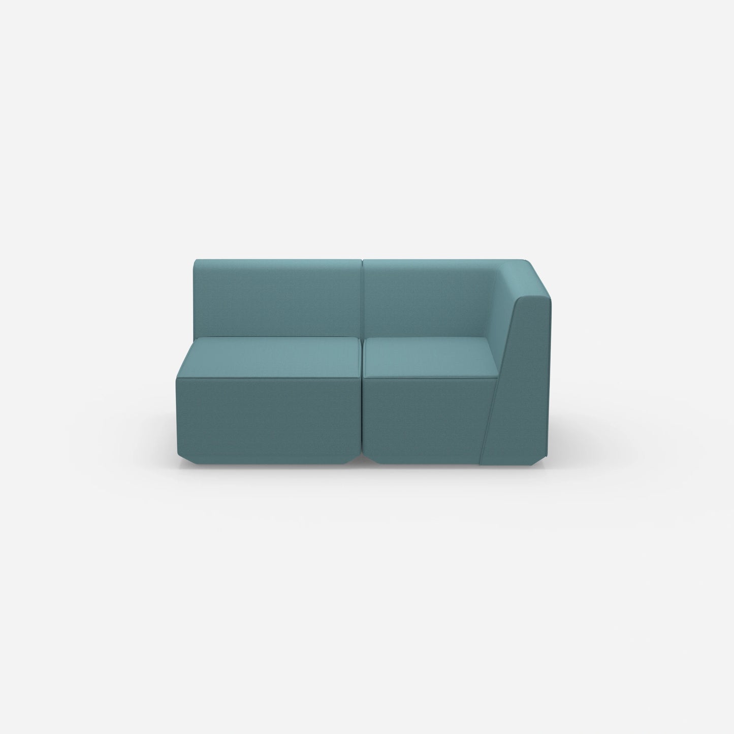 Blaues Zweisitzer Sofa von vorne