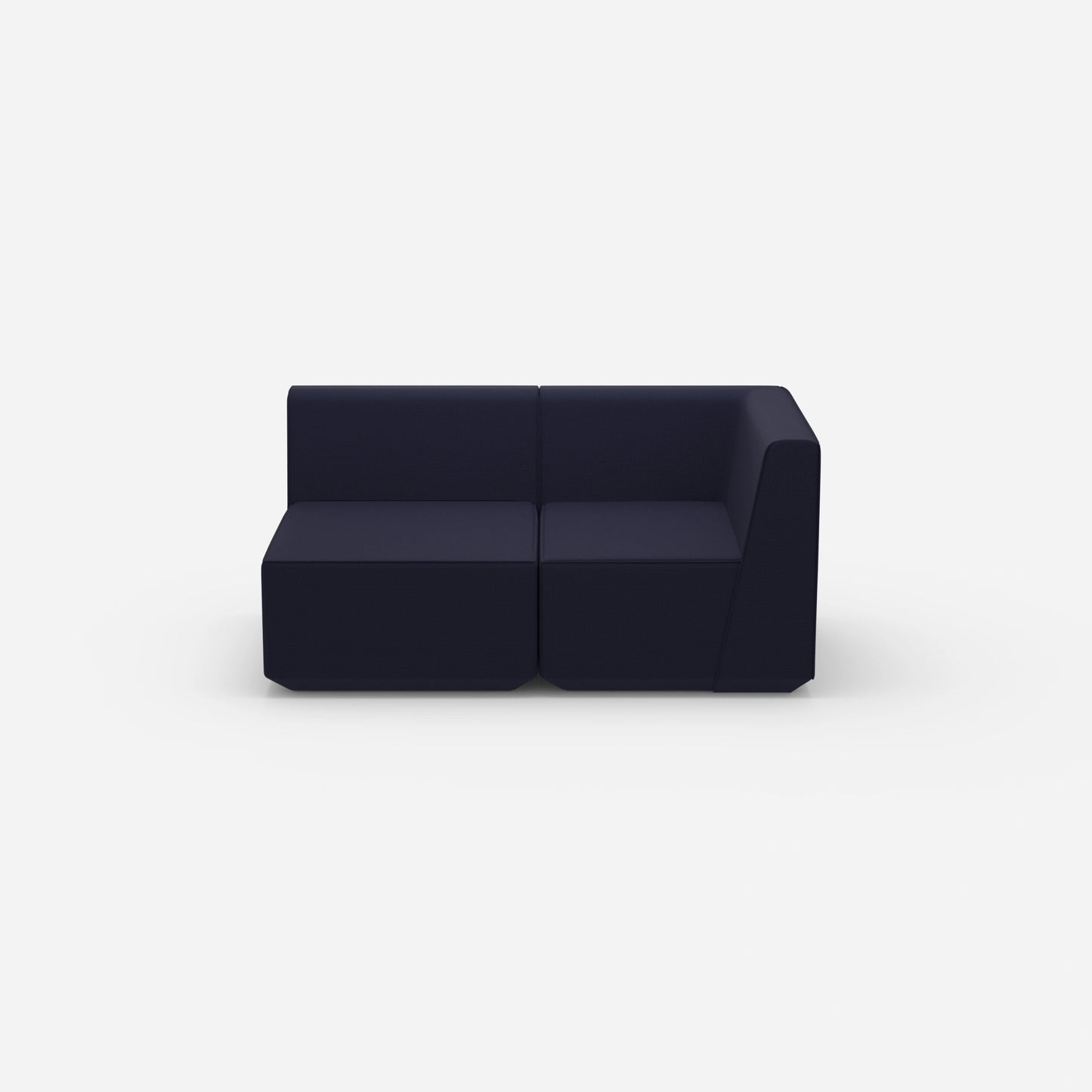 Blaues Zweisitzer Sofa von vorne
