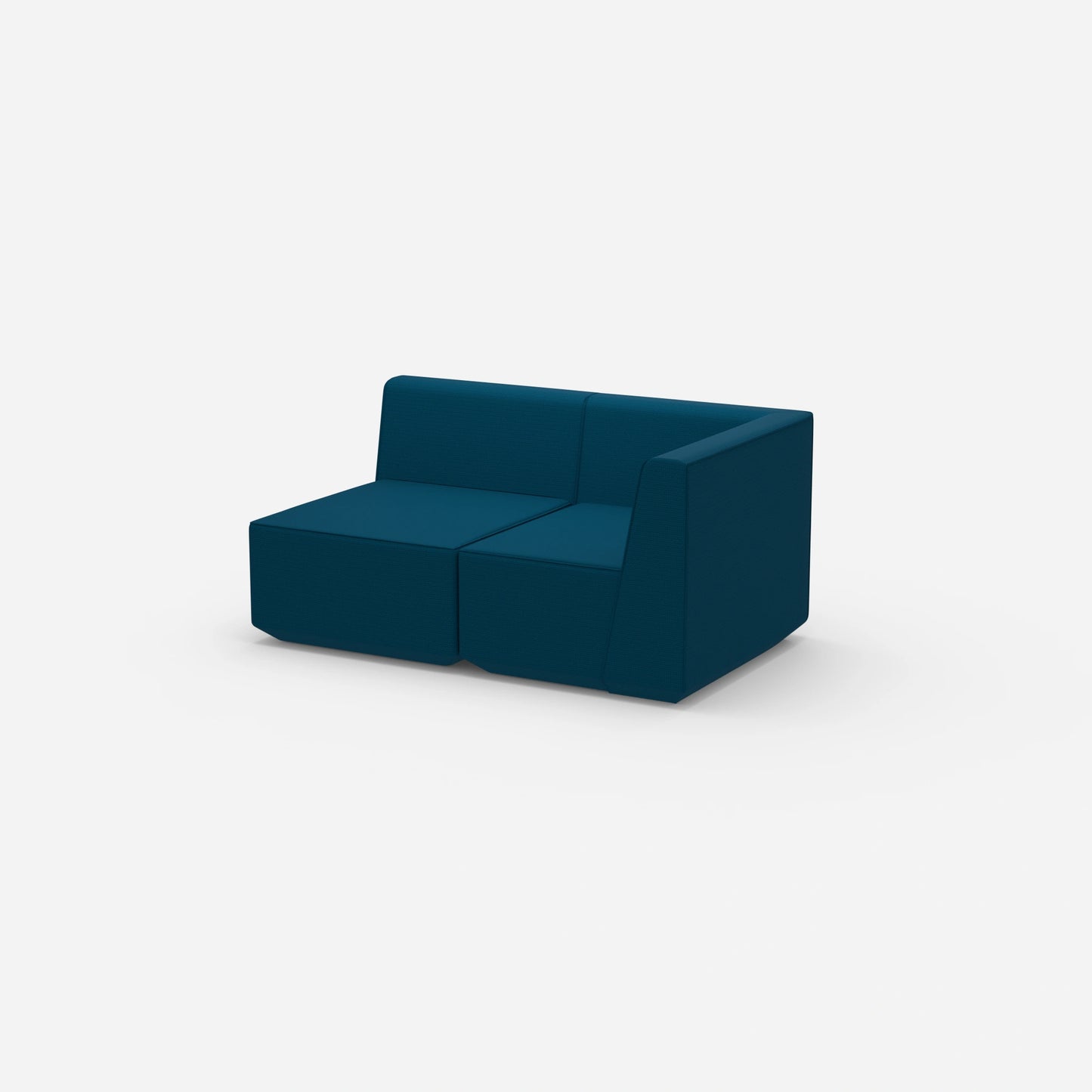 Blaues Zweisitzer Sofa von der Seite