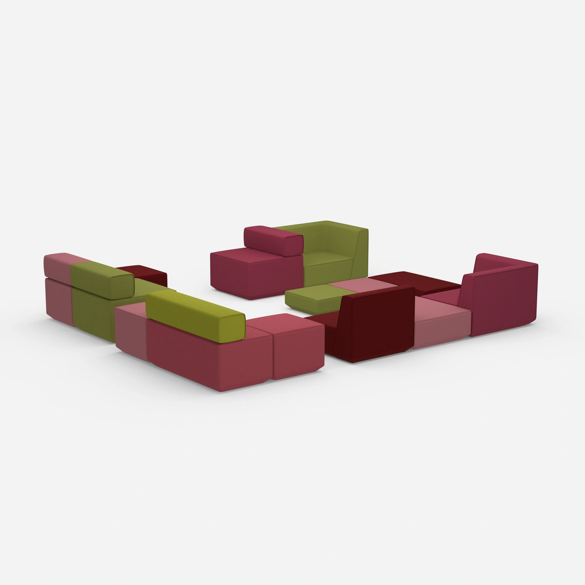 Bunte Sitzbank von hinten