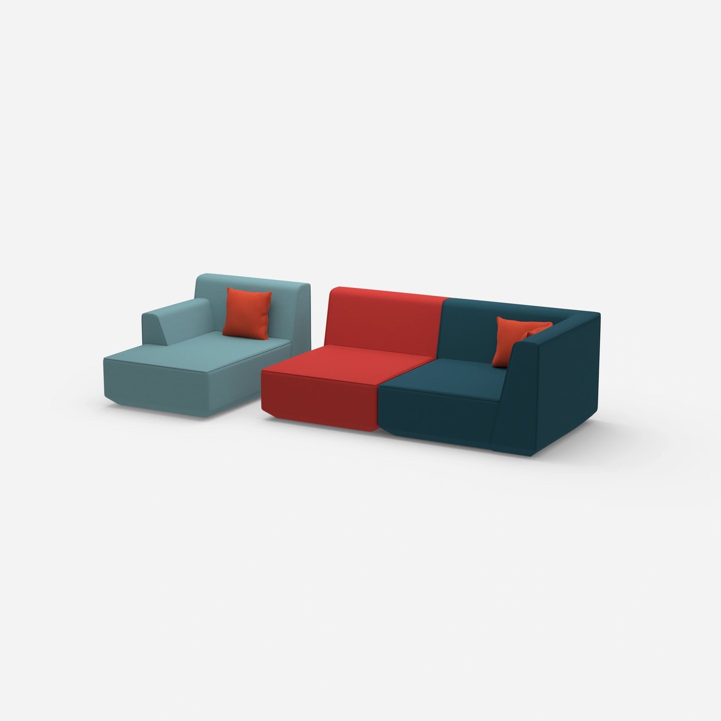 Couch 2 seater with ottoman from the side