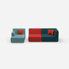 2 seater couch with ottoman from the front
