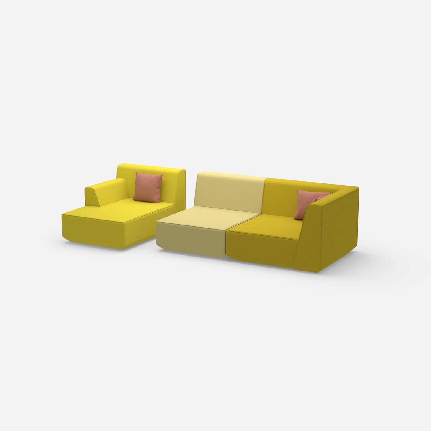 Couch 2 seater with ottoman from the side
