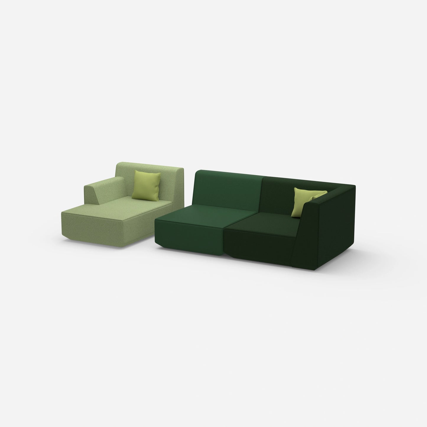Couch 2 seater with ottoman from the side