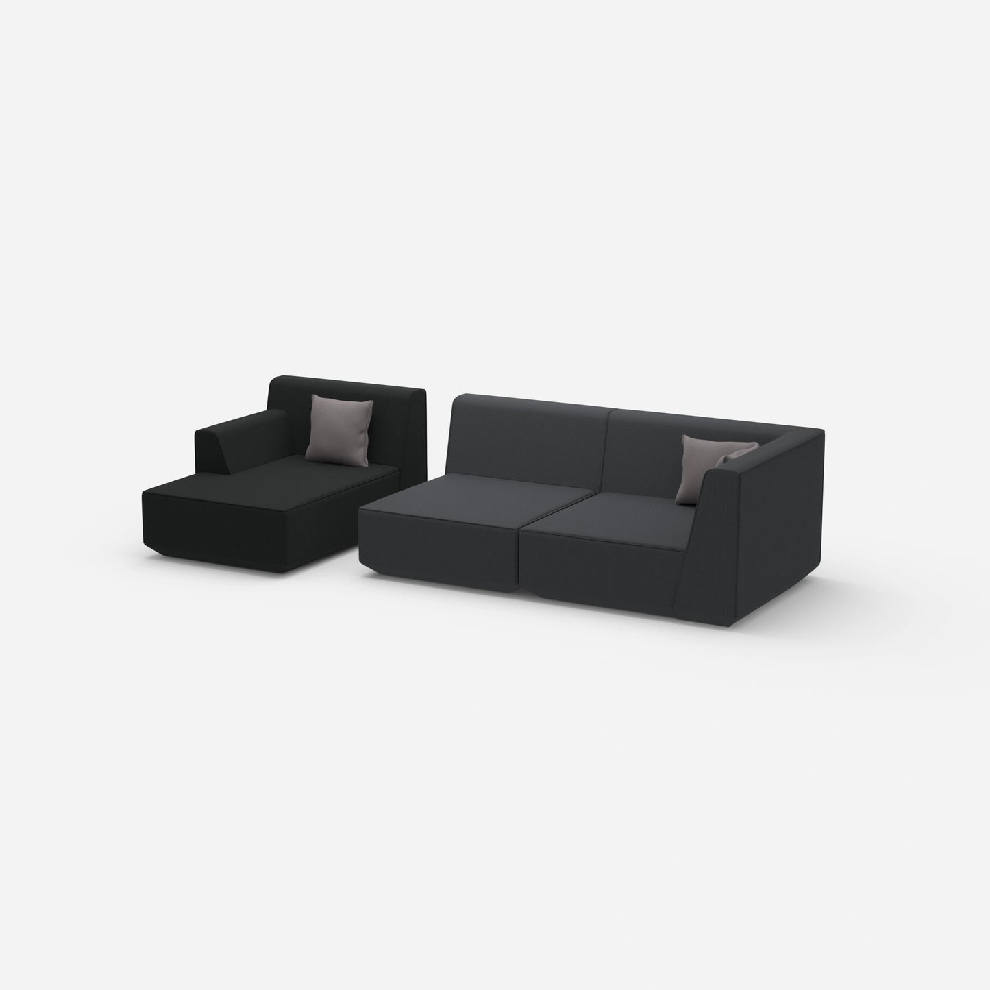 Couch 2 seater with ottoman from the side