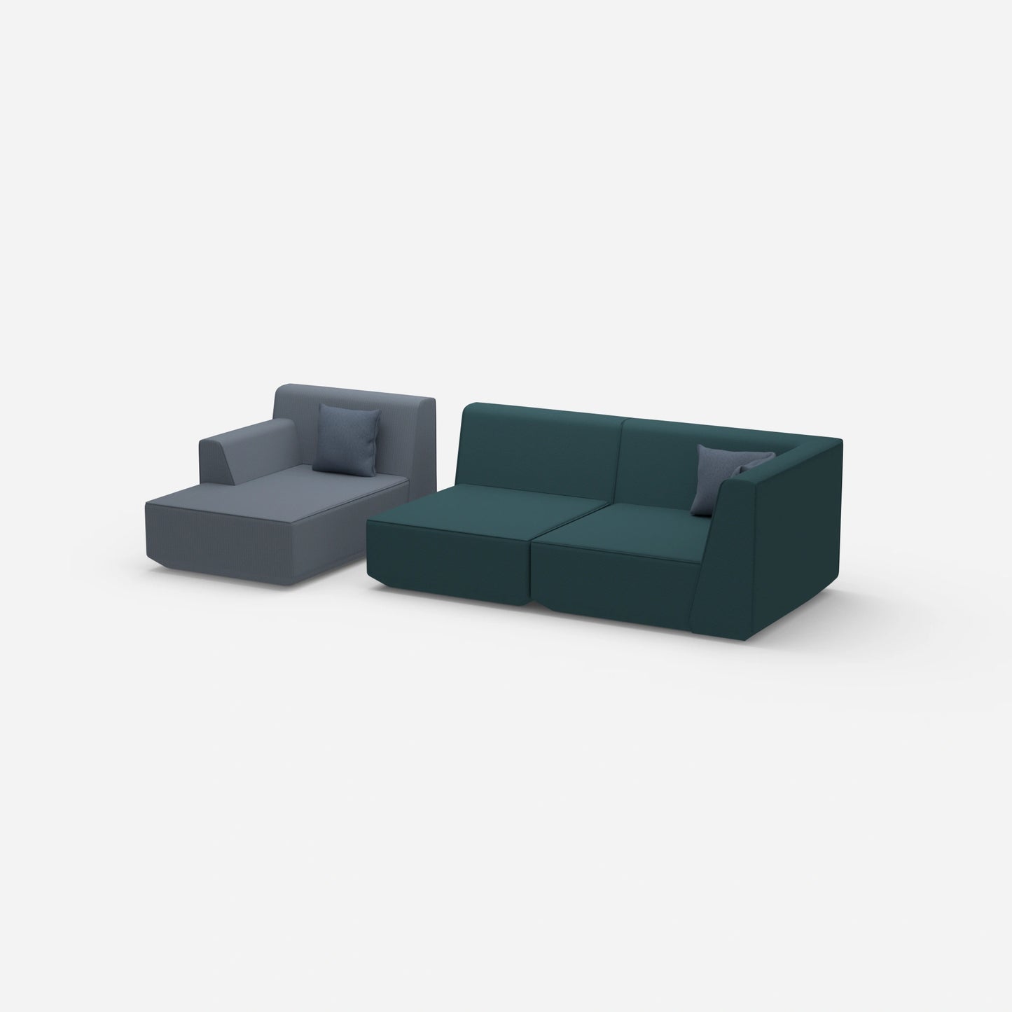 Couch 2 seater with ottoman from the side