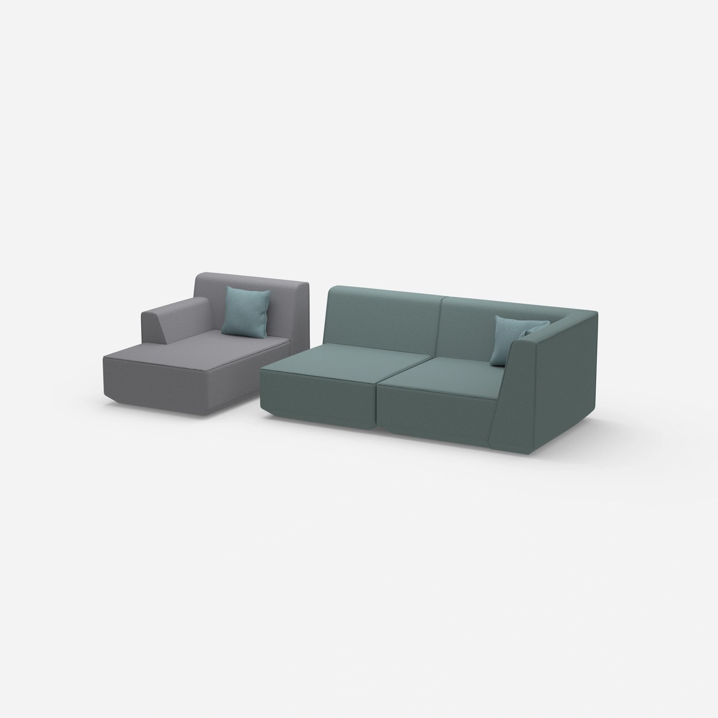 Couch 2 seater with ottoman from the side