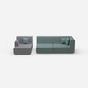 2 seater couch with ottoman from the front