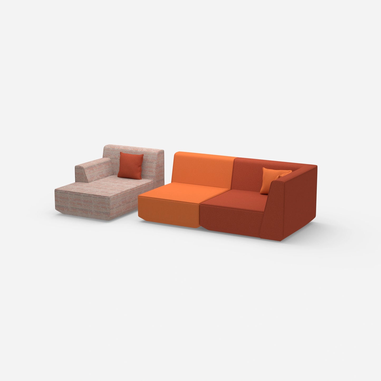 Couch 2 seater with ottoman from the side