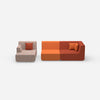 2 seater couch with ottoman from the front