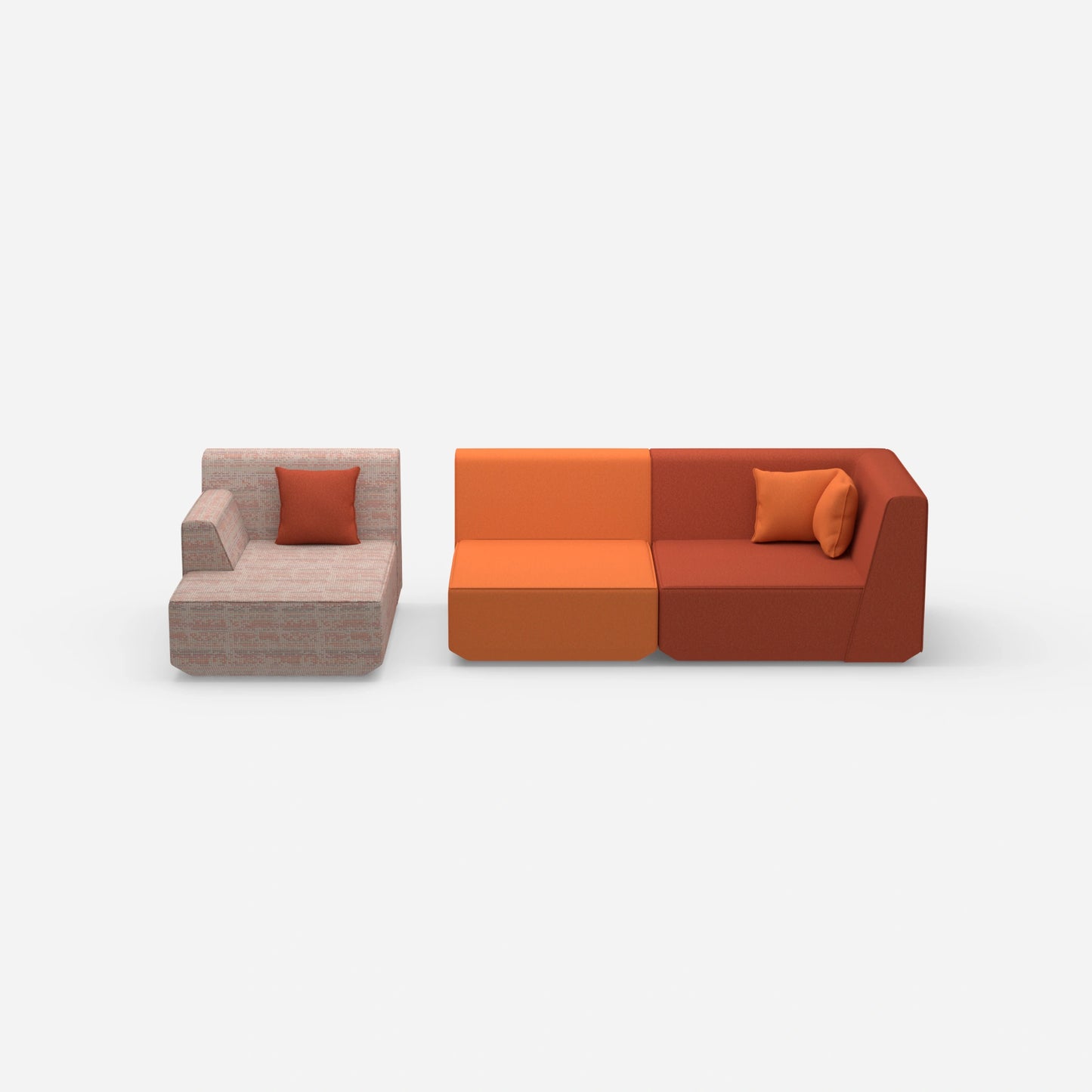 2 seater couch with ottoman from the front