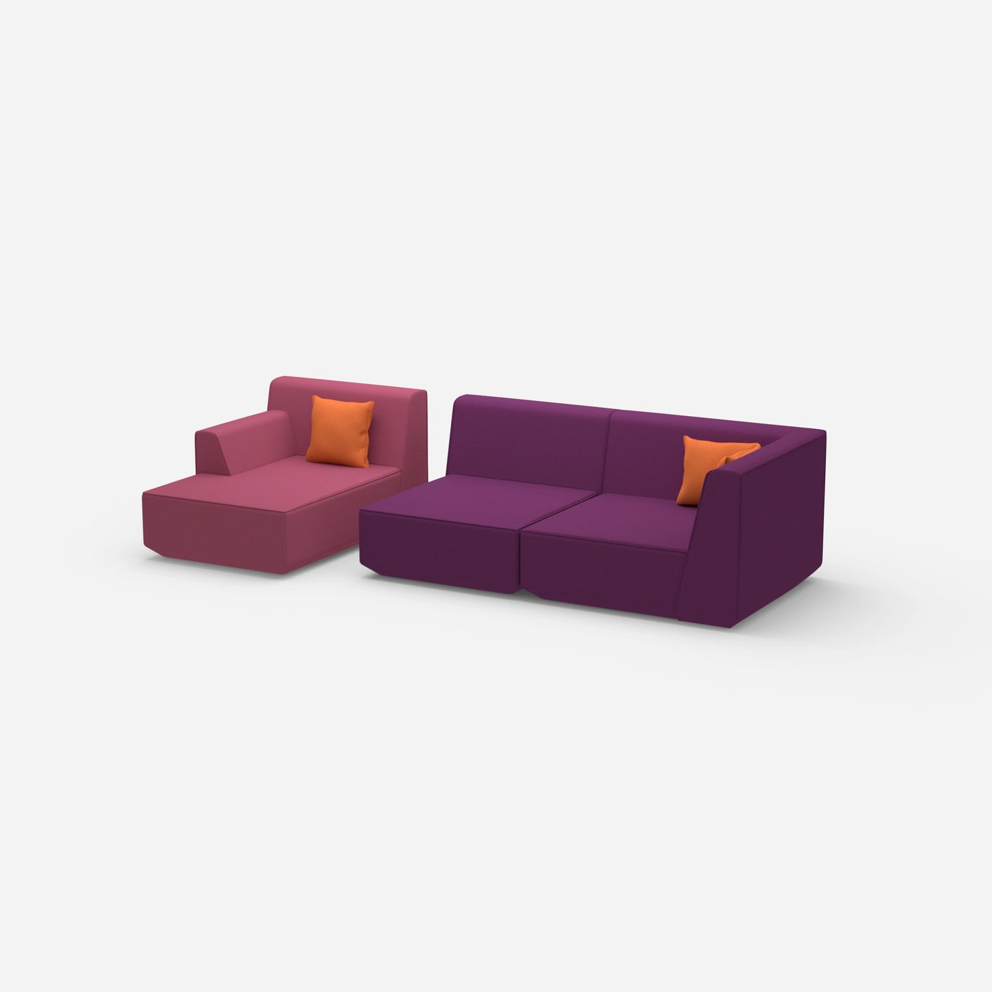 Couch 2 seater with ottoman from the side
