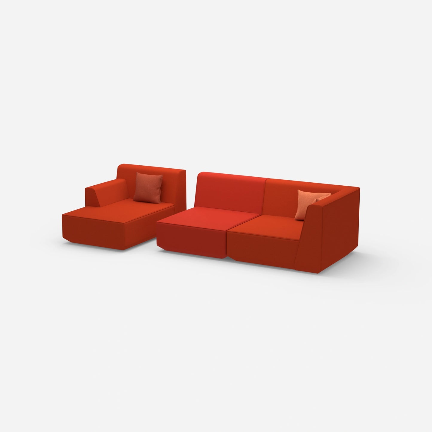 Couch 2 seater with ottoman from the side