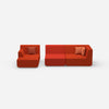 2 seater couch with ottoman from the front