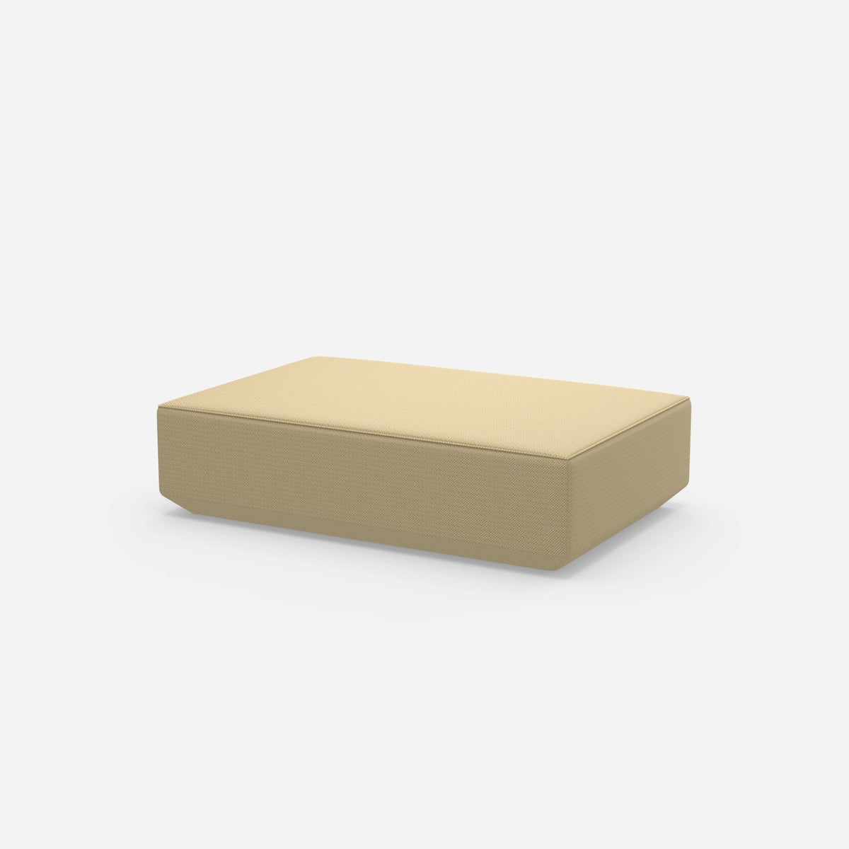 Cremefarbener Pouf von der Seite