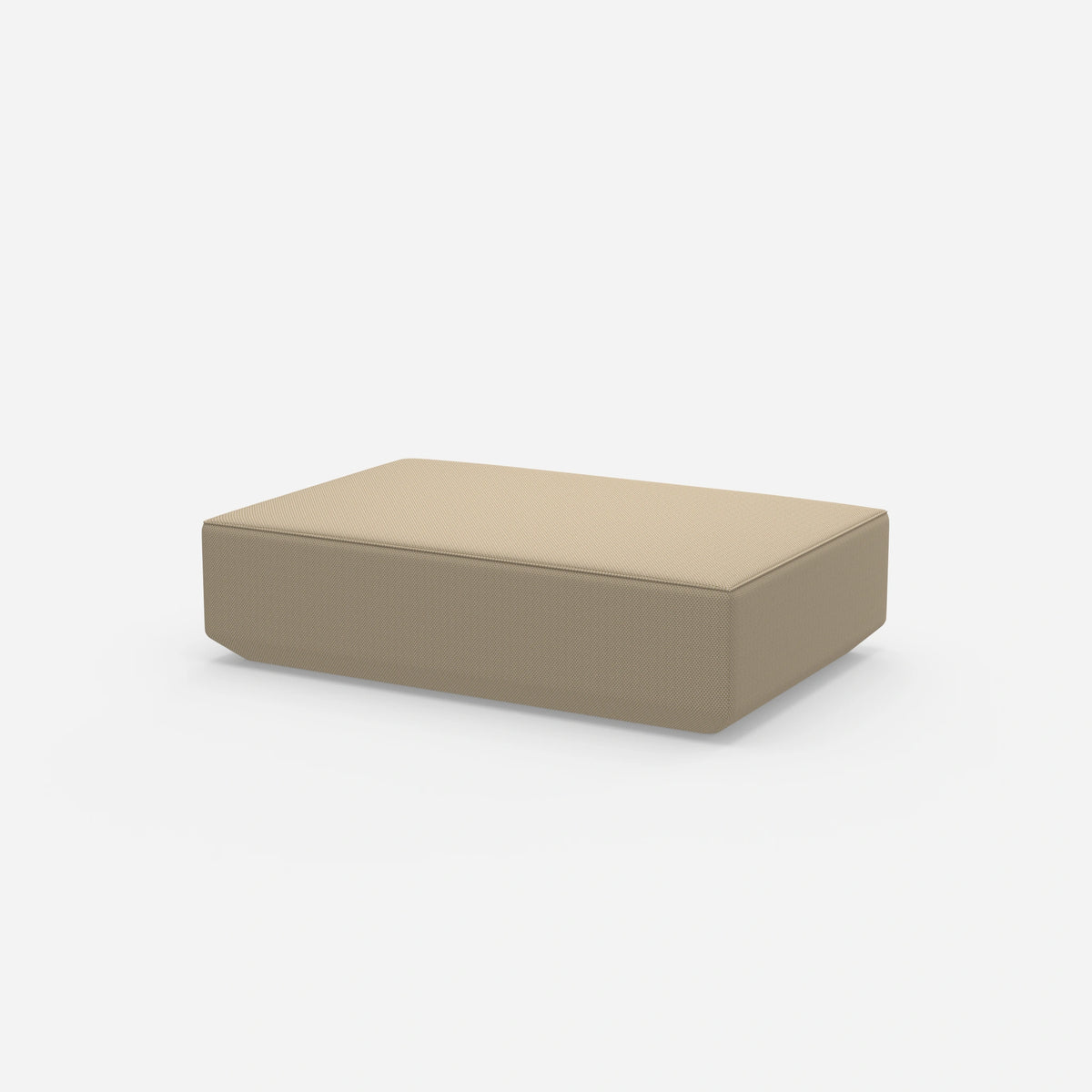 Cremefarbener Pouf von der Seite