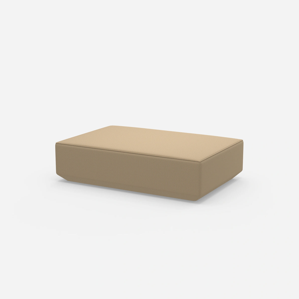 Cremefarbener Pouf von der Seite