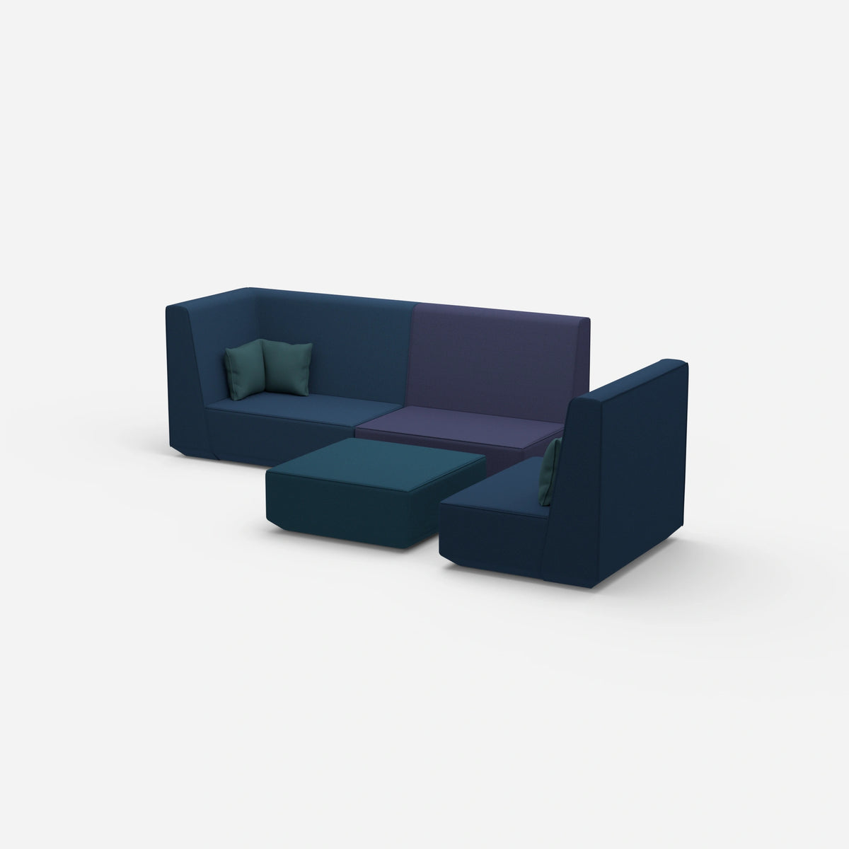 Dreisitzer Sofa mit Sessel von der Seite