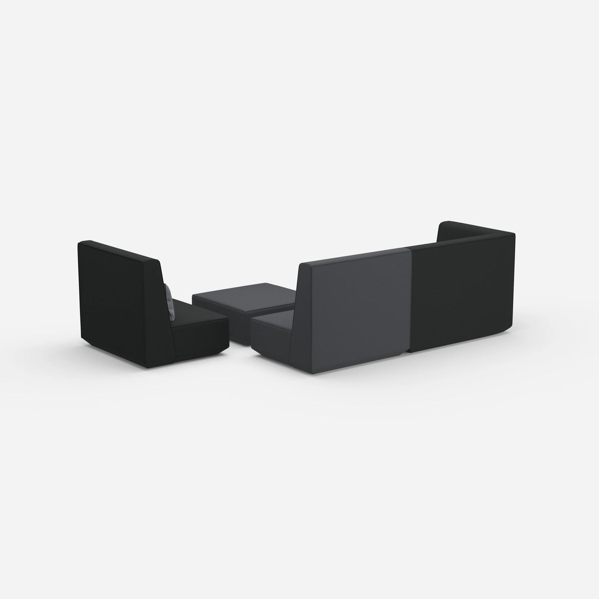 Dreisitzer Sofa mit Sessel von hinten