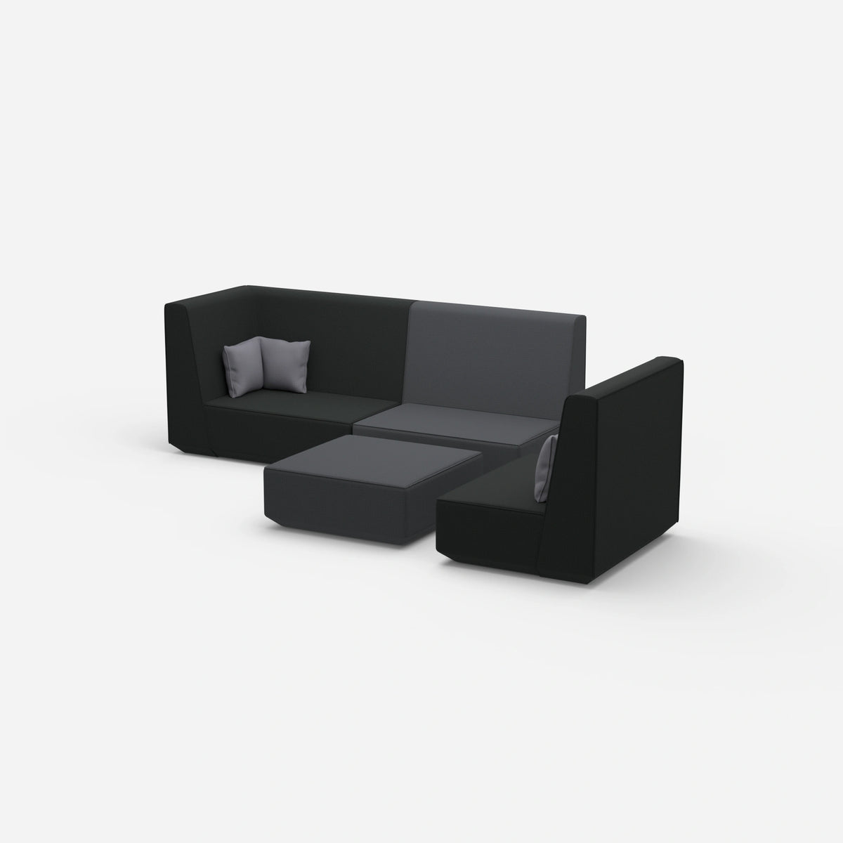 Dreisitzer Sofa mit Sessel von der Seite