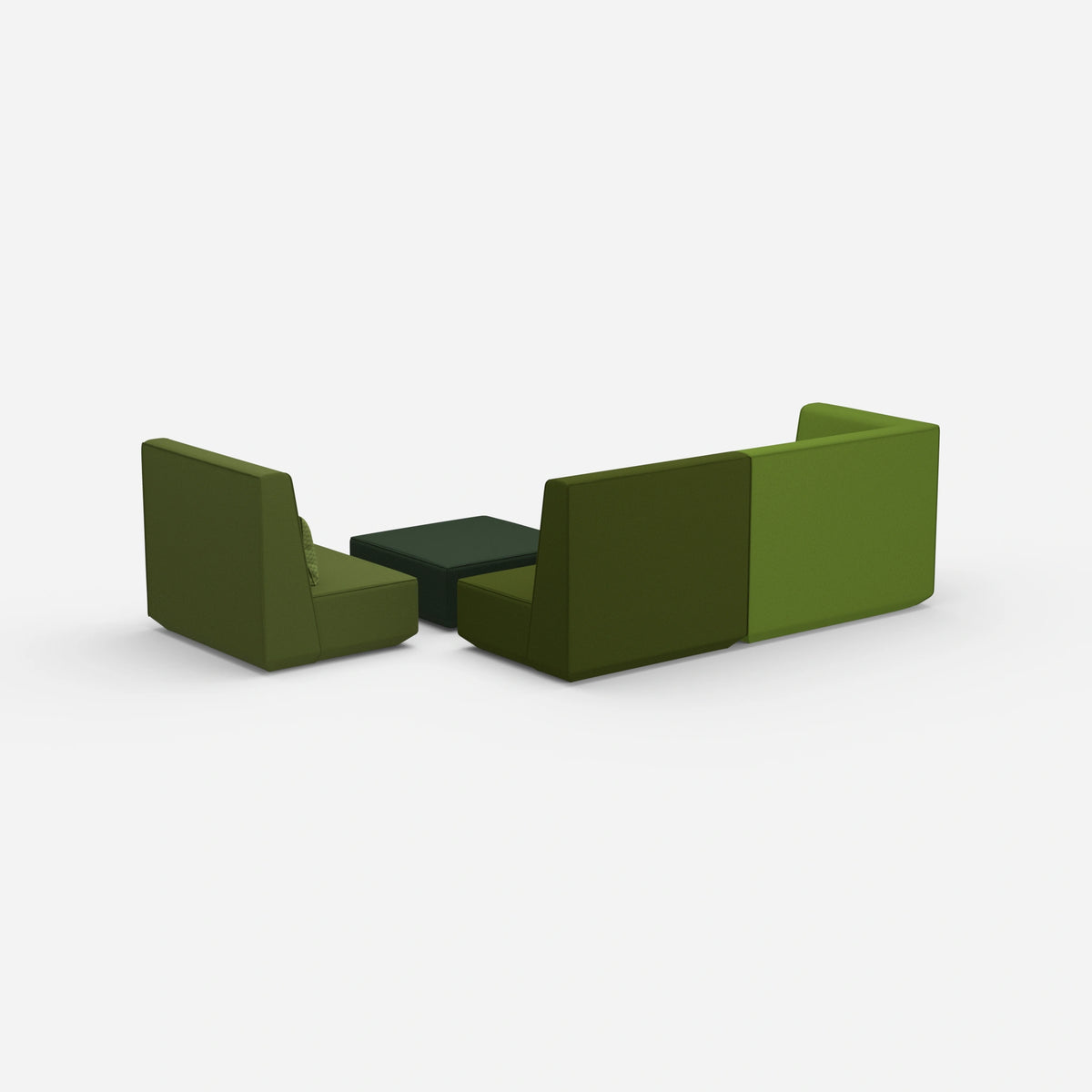 Dreisitzer Sofa mit Sessel von hinten