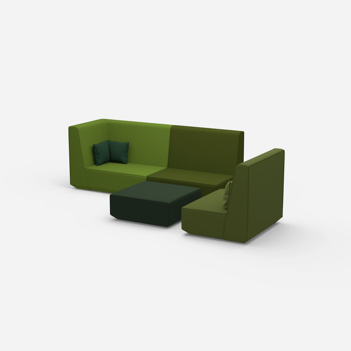 Dreisitzer Sofa mit Sessel von der Seite
