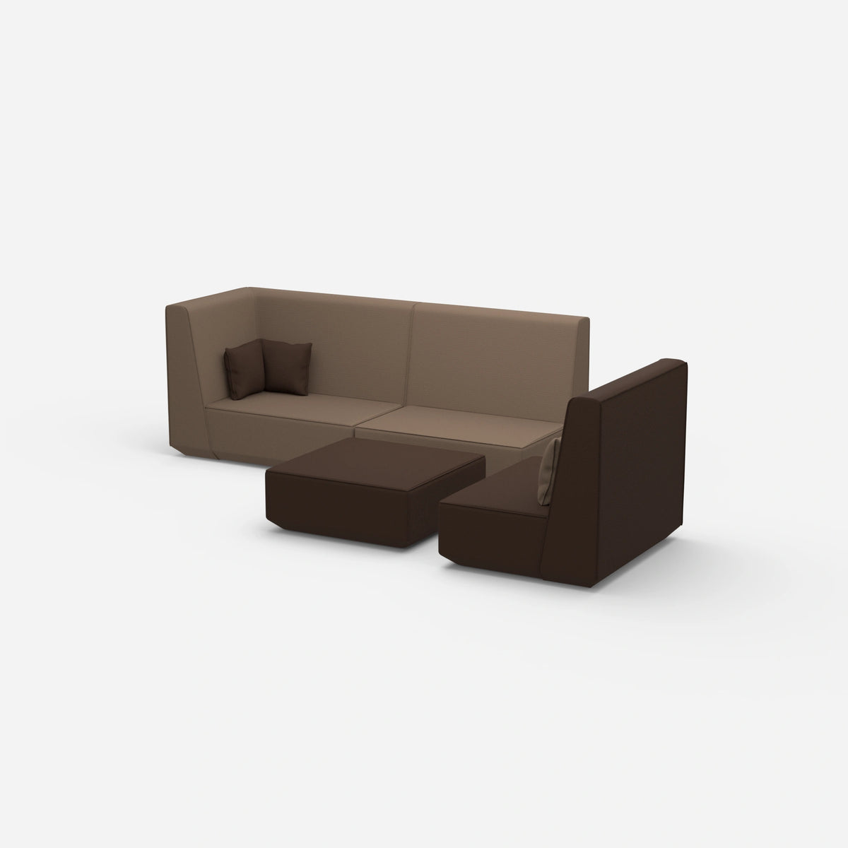 Dreisitzer Sofa mit Sessel von der Seite