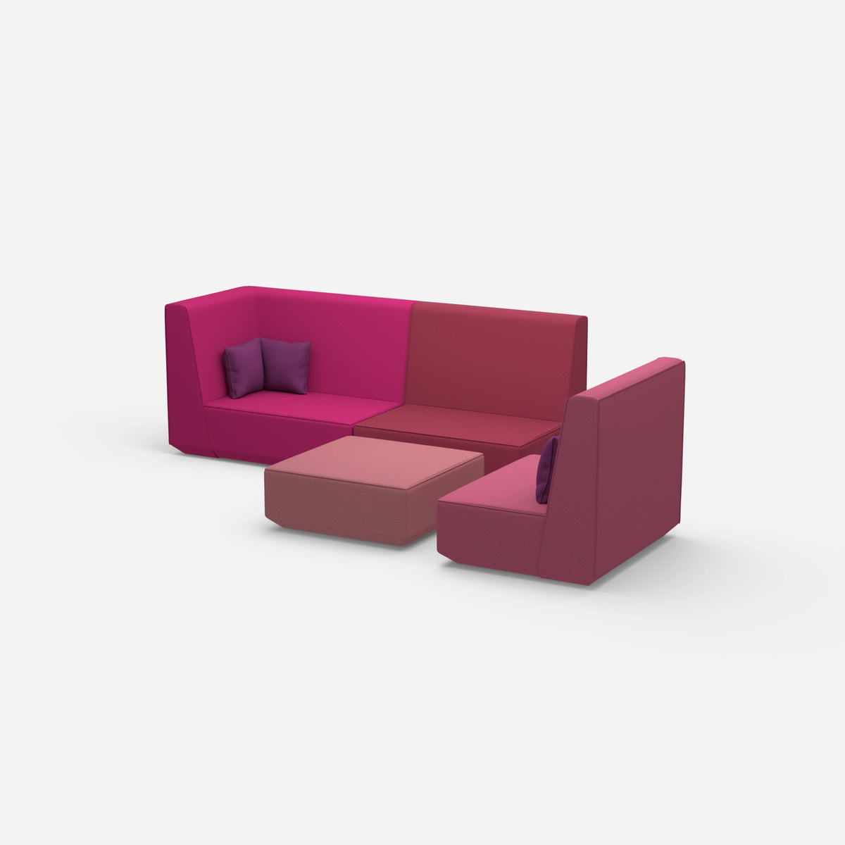 Dreisitzer Sofa mit Sessel von der Seite