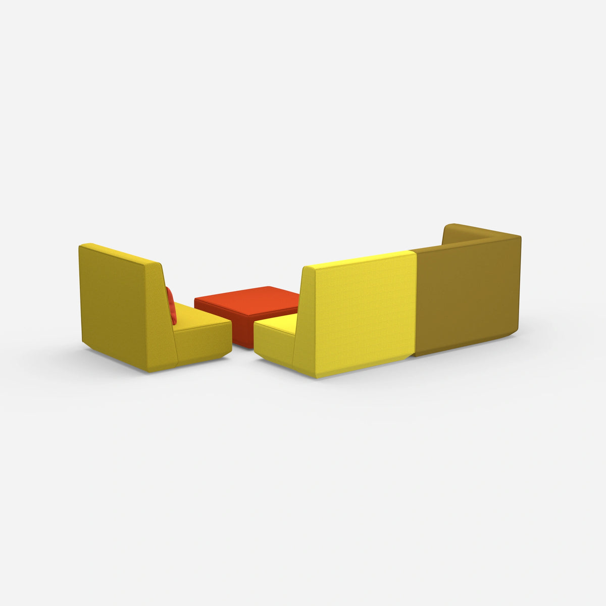 Dreisitzer Sofa mit Sessel von hinten