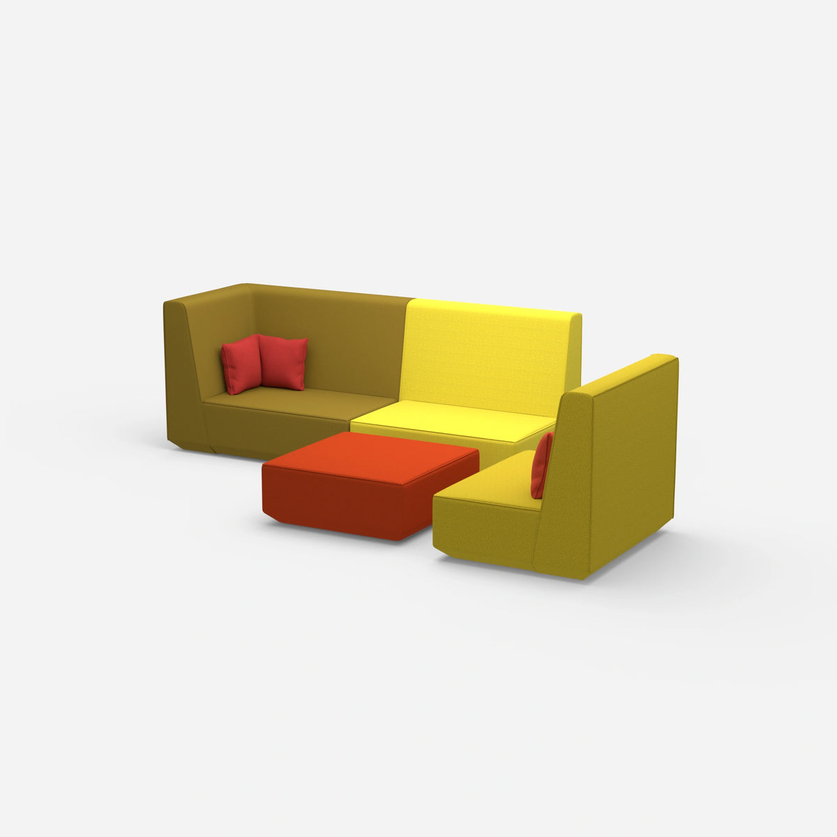 Dreisitzer Sofa mit Sessel von der Seite