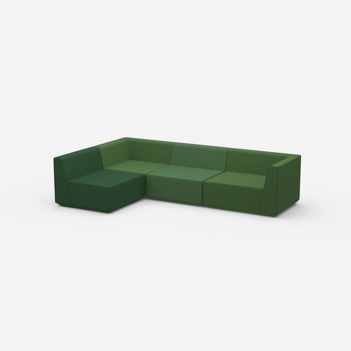 Ecksofa in Grün von der Seite