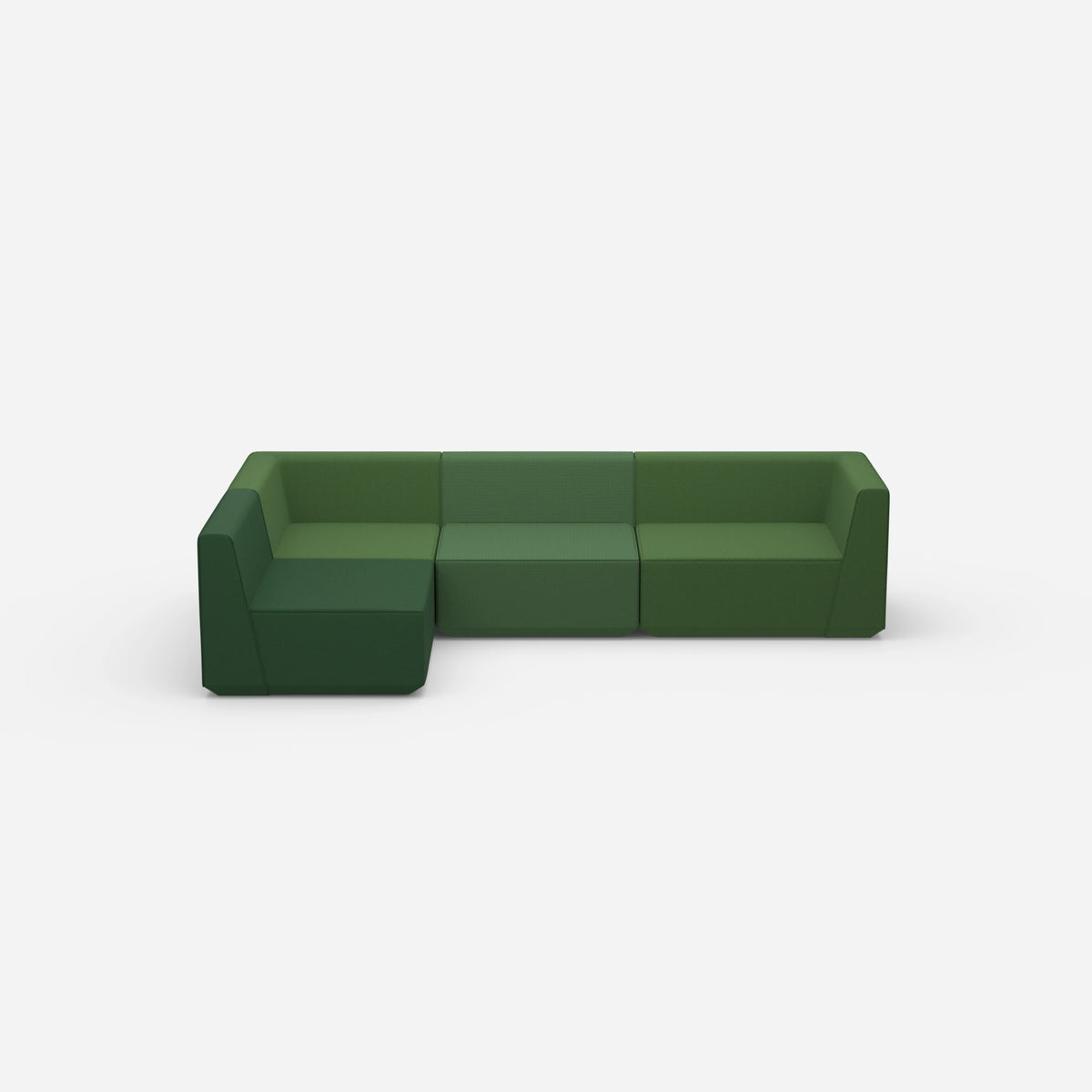 Ecksofa in Grün von vorne