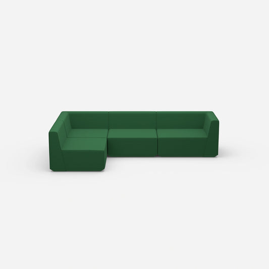 Ecksofa in Grün von vorne