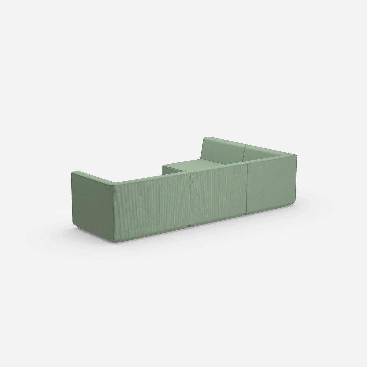 Ecksofa in Grün von hinten
