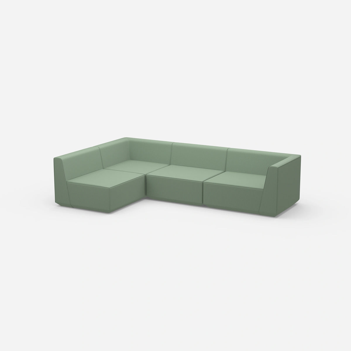 Ecksofa in Grün von der Seite