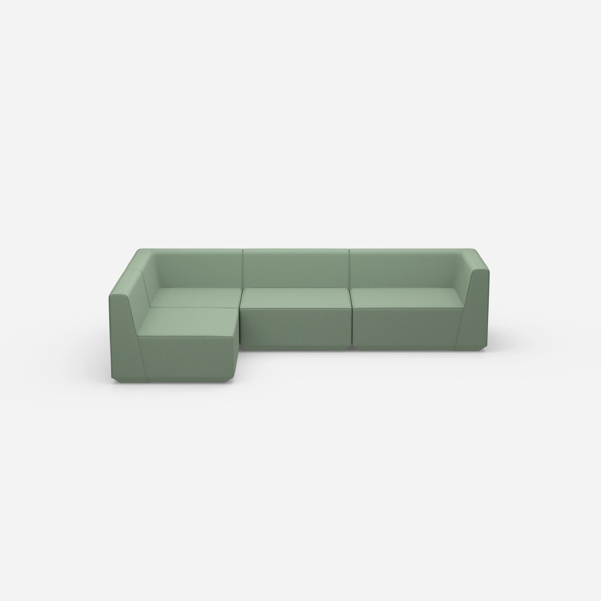 Ecksofa in Grün von vorne