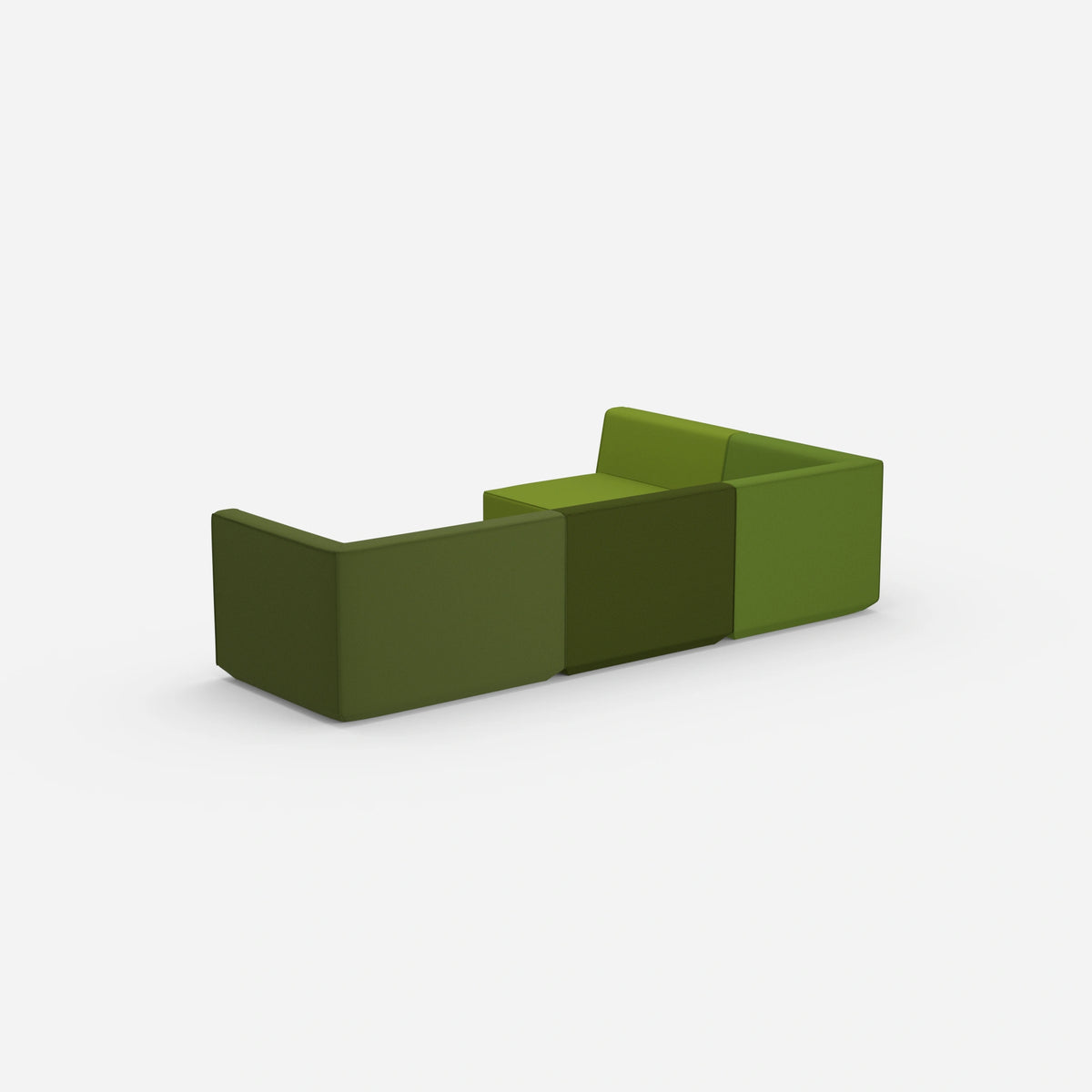 Ecksofa in Grün von hinten