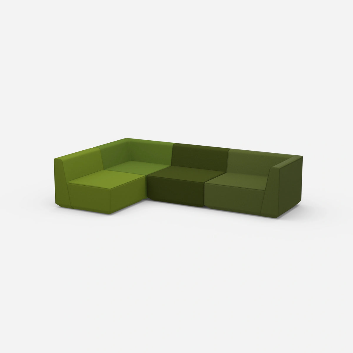 Ecksofa in Grün von der Seite